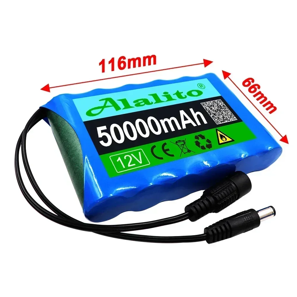 Rechargeable Battery Portable For Electronic Types LED Lamp Light Backup Power18650 12V 50000mAh 3S2P Lithium Ion Battery Pack