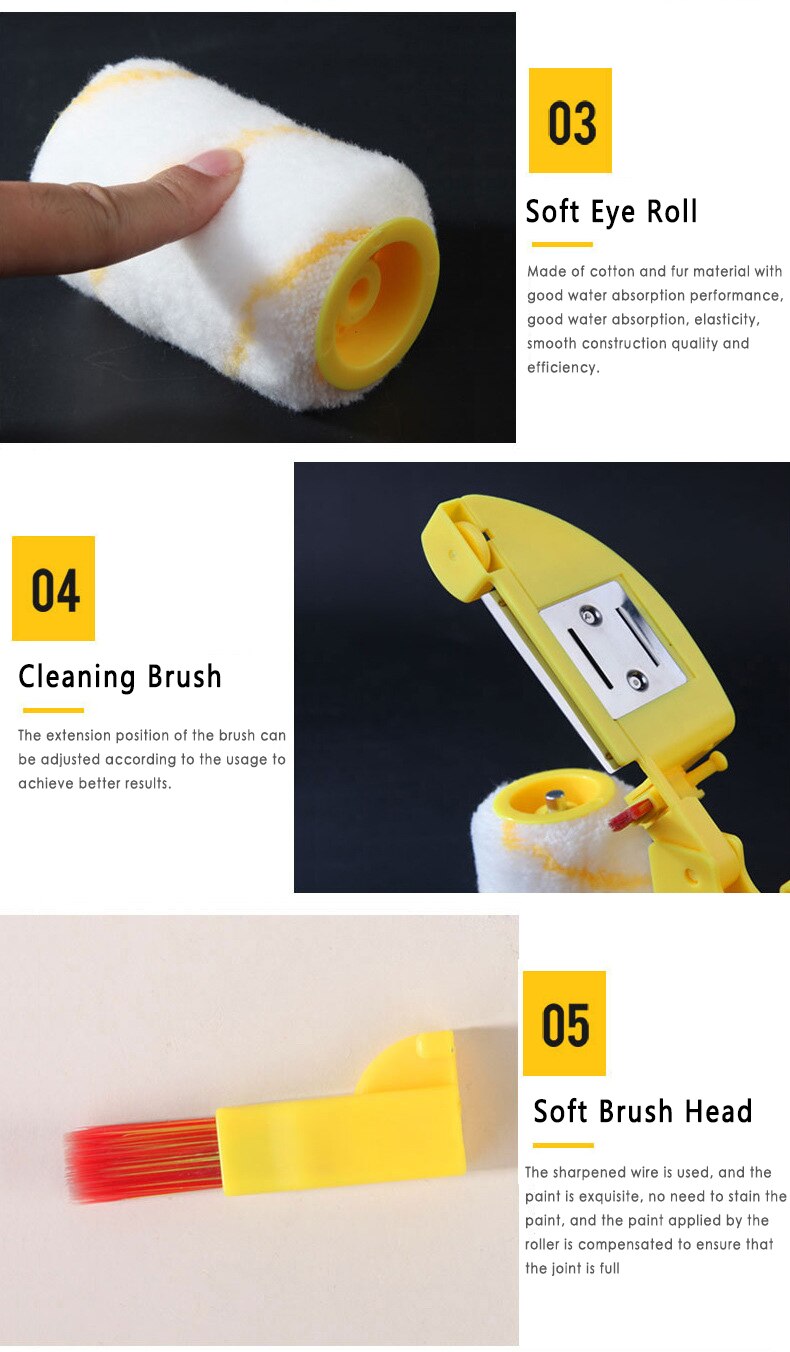 5Pcs Multifunctional Hand-held Paint Roller Racer DIY Household Paint Runner Pro Painting Brush For Wall Decoration Roller Brush