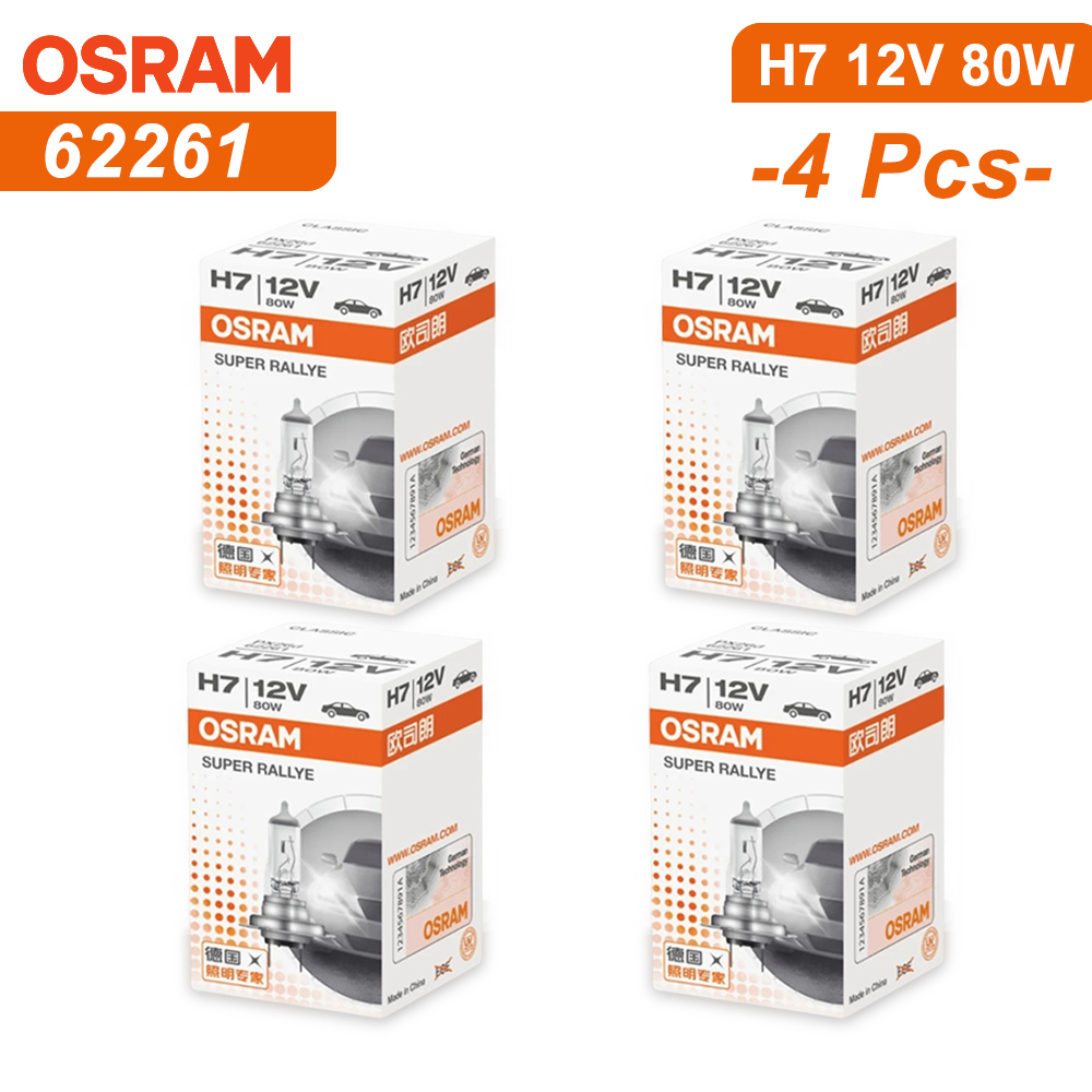 OSRAM H7 bombillas halógenas 80W 62261 lámparas de coche Bombilla PX26d Base Kit de conversión de luz antiniebla de haz bajo 3200K amarillo Original: Cristal azul