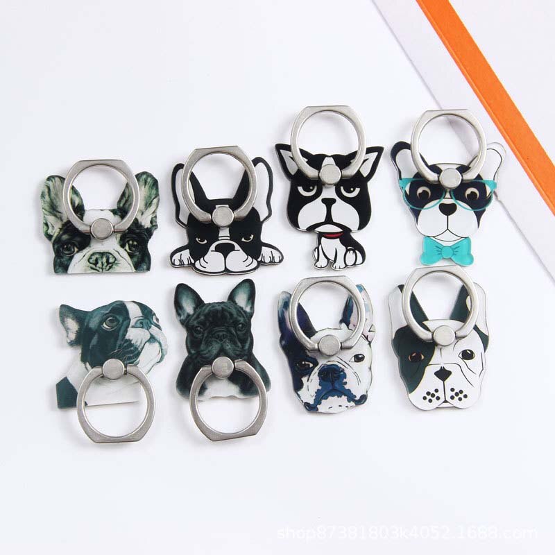360 Degree Bulldog Cute Dog Finger Ring Smartphone Stand Holder Mobile Phone Holder For Iphone Huawei All Phone