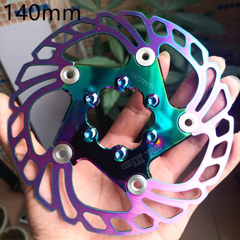 road mountainbike bremsscheibe Starke wärmeableitung schwimm rotor 140/160/180/203mm MTB disc bremsbelag Regenbogen farben: 140mm