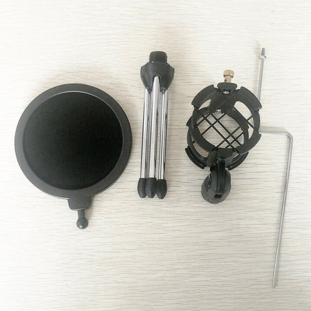 Metal Foldable Microphone Tripod Stand Boom Arm Desktop Microphone Stand Holder with Shock Mount Mic Holder Clip and Filter