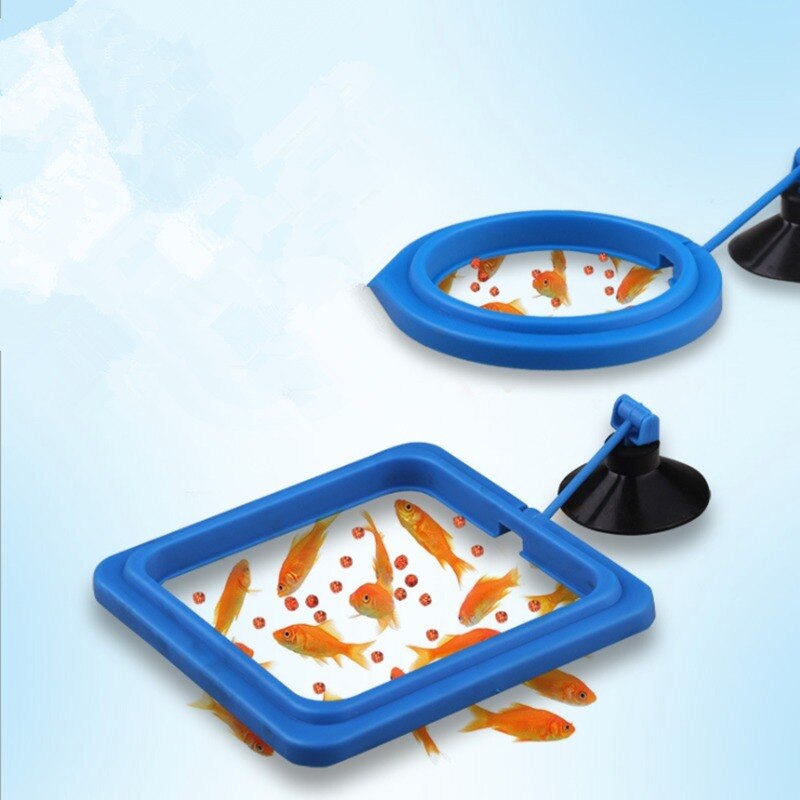 Aquarium Feeding Ring Fish Tank Station Floating Food Tray Feeder Square Circle Accessory Water Plant Buoyancy Suction Cup