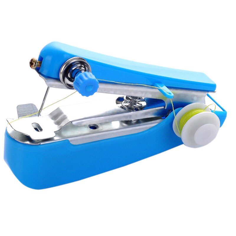 Portable Mini Manual Sewing Machine Handheld Garment Fabric Sew Machine Use And Convenient Sewing Tools For Needlework Operation: blue