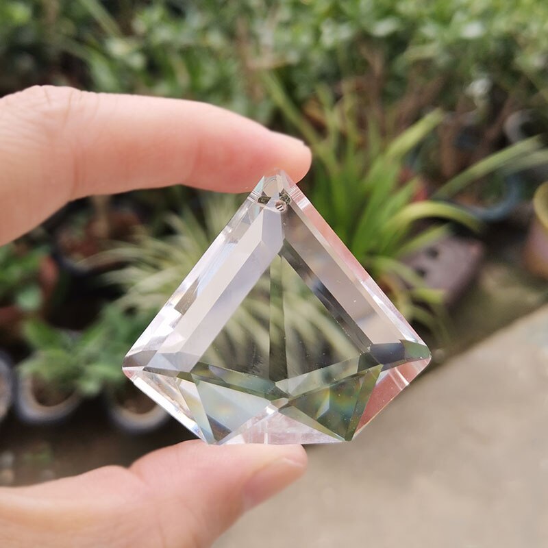 48mm krystal solfanger oblate diamant prisme glas lysekrone lampe perle del regnbue hængende vedhæng hjem bryllup haveindretning