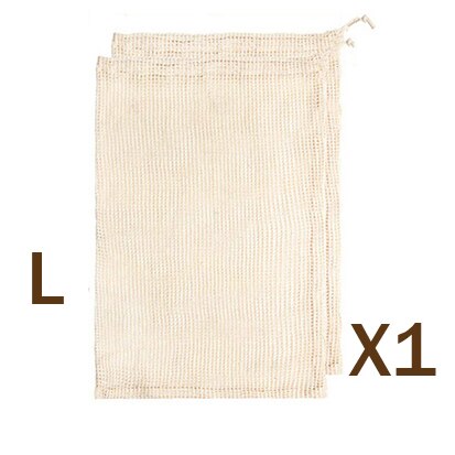 1pc gjenbrukbare grønnsaksposer bomullsnettpose gjenbrukbare produsere poser kjøkken grønnsaker frukt øko poser løpesnor handlekurv: L -41 x 25 cm