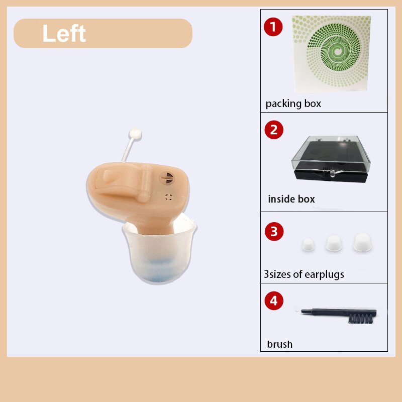 Soroya OTC Günstige Beste Hörgerät Mini CIC unsichtbar Klang-verstärker ITC AnhöSprosse Verstärker Verstärker Drahtlose Tragbare Für Erwachsene: Beige links
