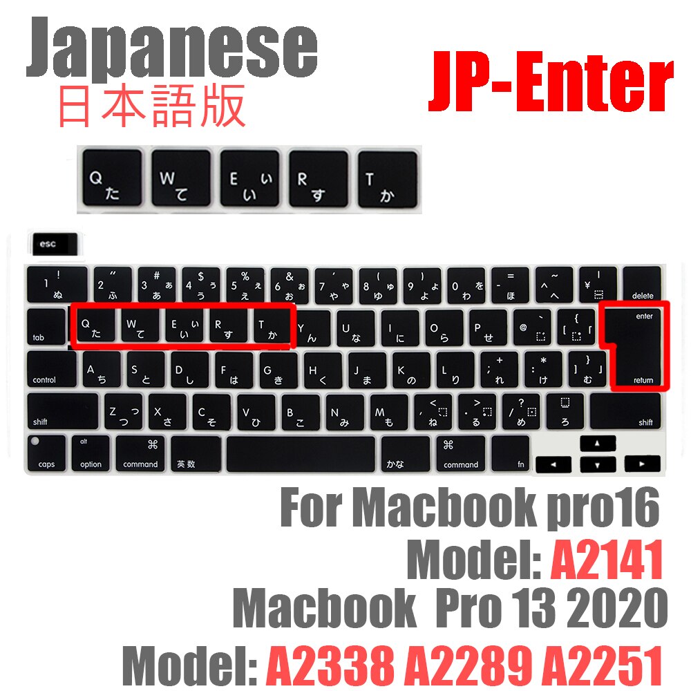 SDYIGOE Laptop Tastatur Schutzhülle für Macbook Pro13 M1 A2338/A2289/A2251 Tastatur Abdeckung für Macbook pro16 a2141 Neue: JP Japanese