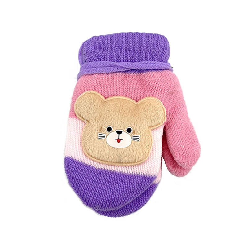 Leuke Cartoon Kat Handschoenen Winter Dikke Gebreide Baby Kids Pasgeboren Wanten Kinderen Houden Vinger Warme Handschoenen Voor Baby 0-4 Jaar Oud