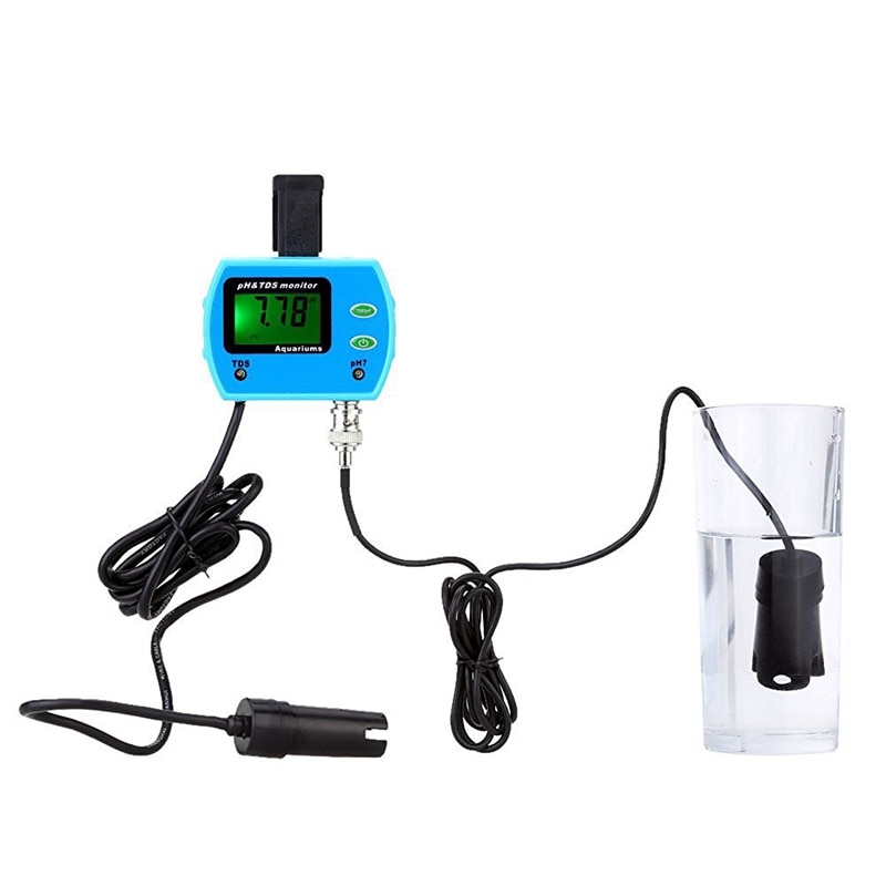 pH TDS Electrode Meter Precise LCD PH tds Monitor Aquarium SPA Swim Water Analyzer Online pH TDS Tester Green Backlit