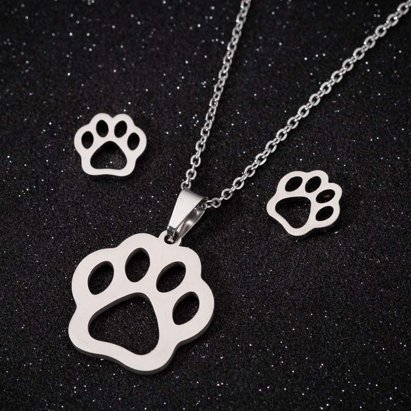 Zilver Kleur Leuke Dierlijke Voetafdrukken Hond Kat Voetafdrukken Poot Kettingen Vogel Hand Hangers Vrouwen Rvs Sieraden: Antique Silver Plated