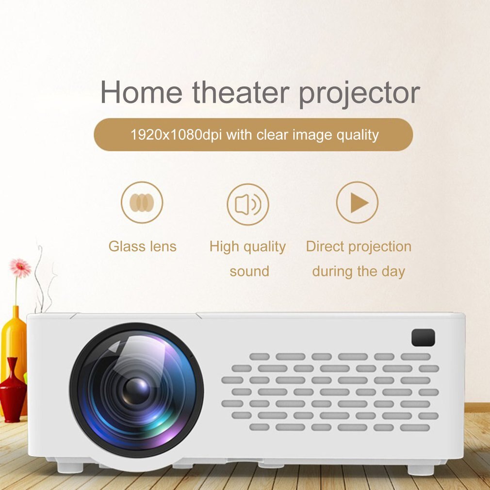 Mini Projector True Stereo Super Sense Sound Projector HD 1080P Home Projector Portable LED Projectors