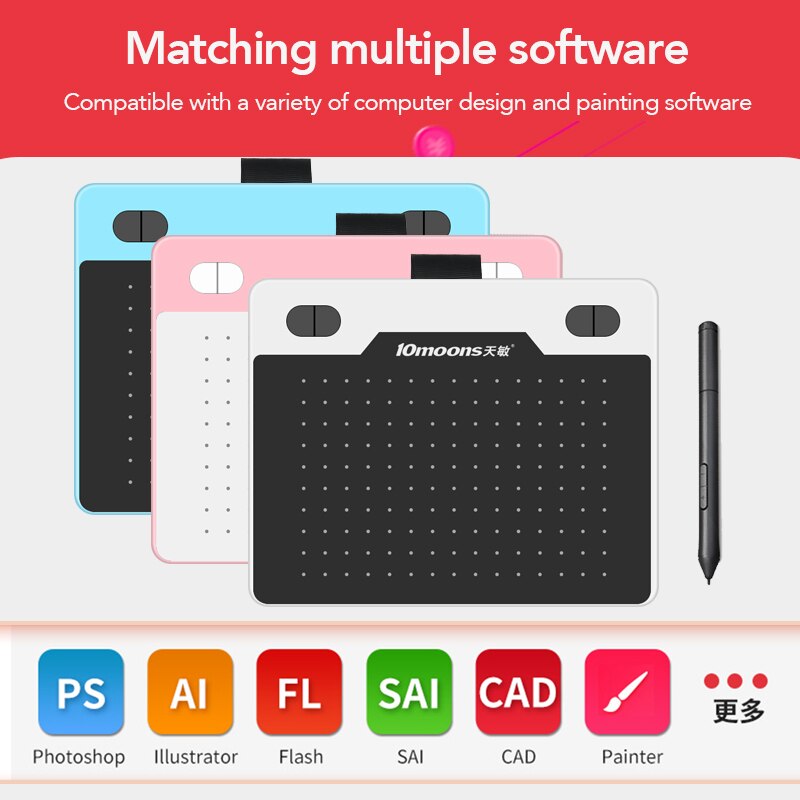10 lunas T503 tableta gráfica con lápiz para Android tableta de escritura dibujo Tablet portátil/teléfono Android tableta gráfica