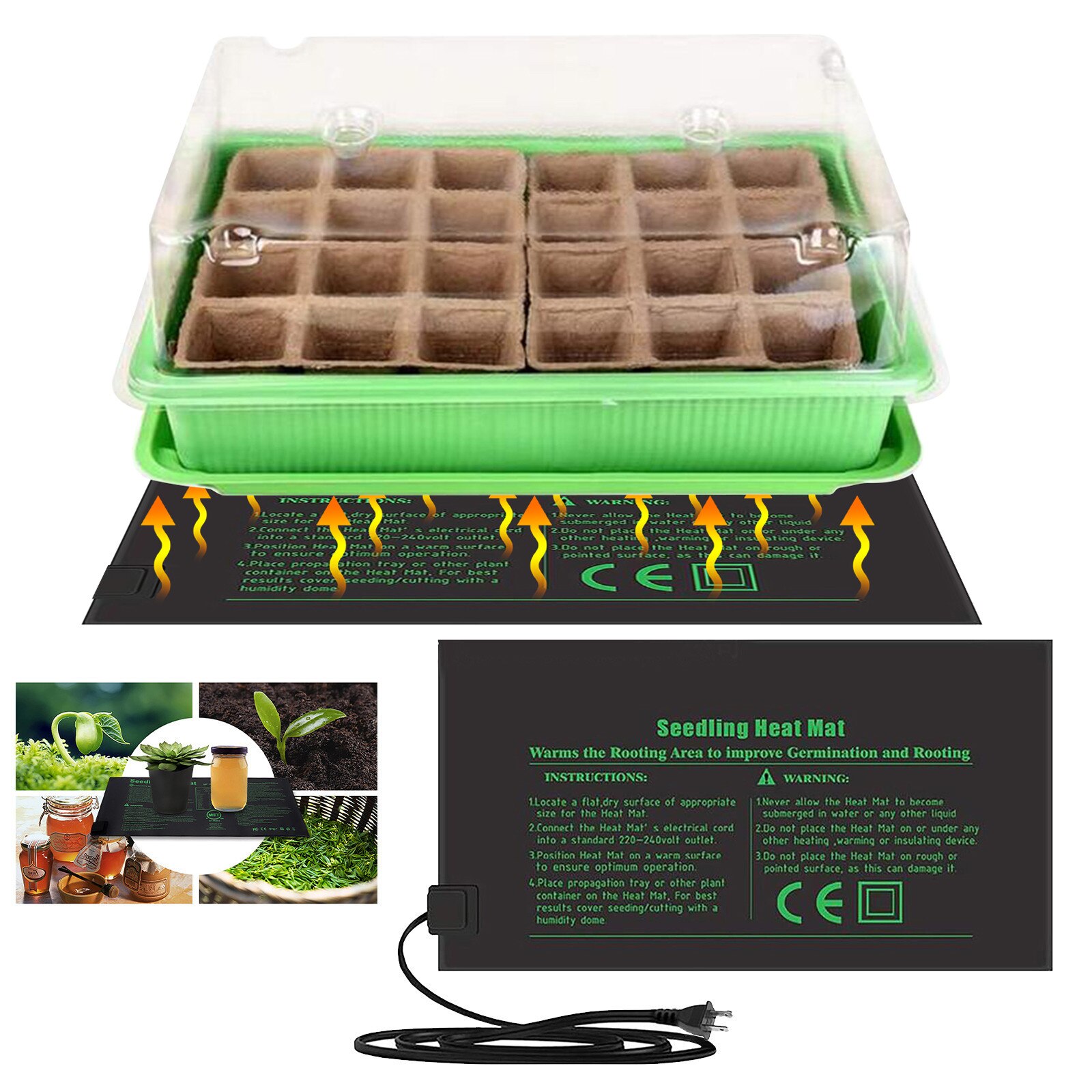 Electric Plant Heating Pad Nursery Pots Set Seed Germination Growth Pad Flower Plants Vegetable Seedling Box Kits Garden Tools