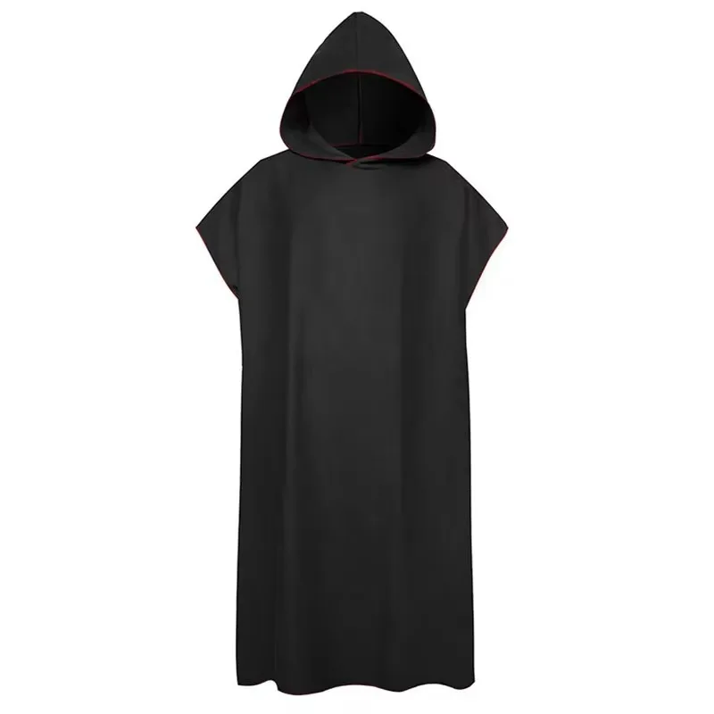 Surfen-Poncho, Wickeltuch, Kapuzenmantel, Mikrofaser, Stranddecke, Badetuch, Badehandtuch, Neoprenanzug, Strandponcho für Erwachsene: Schwarz