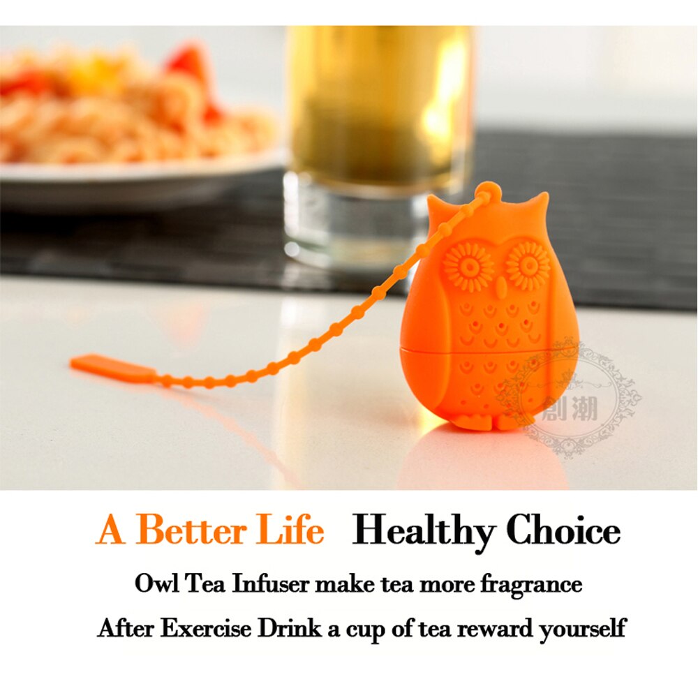 Ugle teposer te siler silikone teskefuld filter infuser silica gel filtrering kaffe te infuser