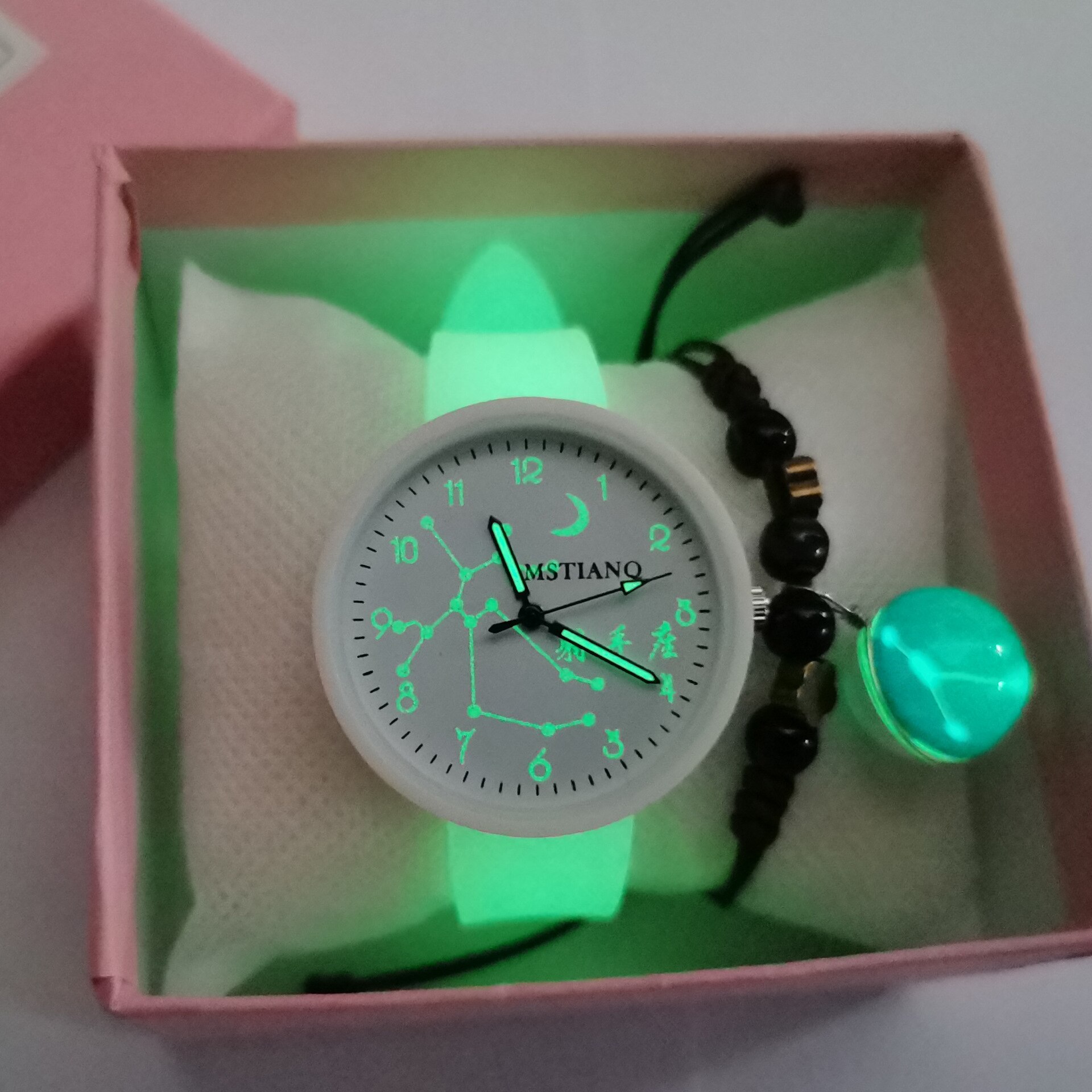 12 sterrenbeelden lichtgevende dameshorloges 1 set armband polshorloges siliconen band quartz horloges relogio feminino