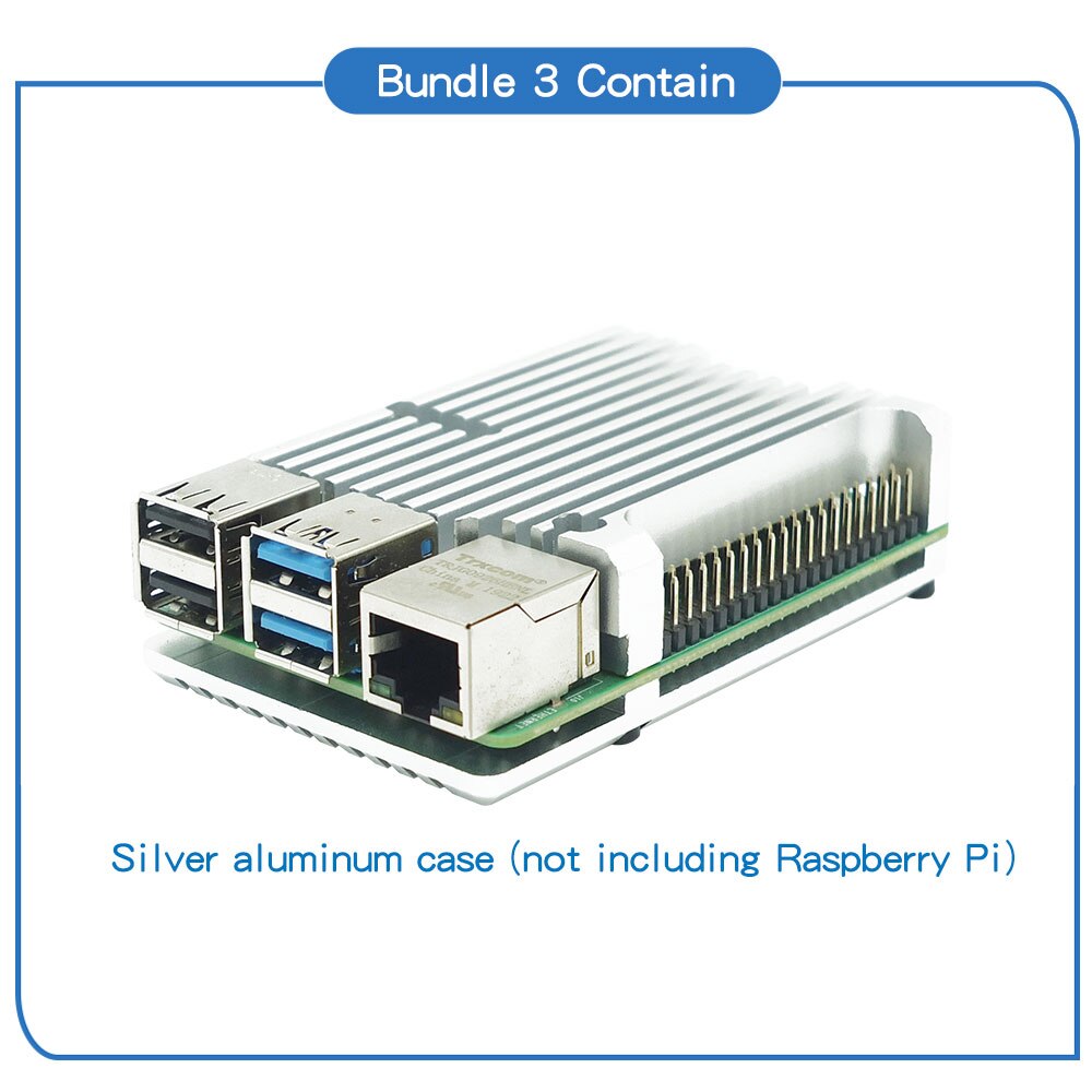 Carcasa de aluminio para Raspberry Pi 4, carcasa de caja de Metal para Raspberry Pi 4: Silver