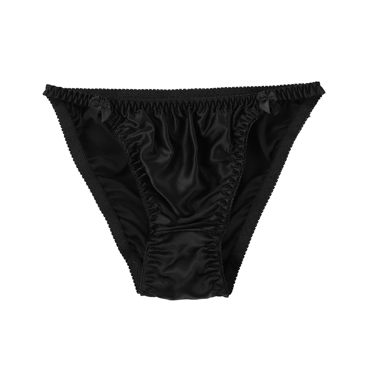 Vrouwen Slips Sexy Zijde Glad Zacht Ondergoed Vrouw Elastische Tailleband Lingerie Slipje Laagbouw Hoge Cut Pure Kleur Onderbroek: Black / XL