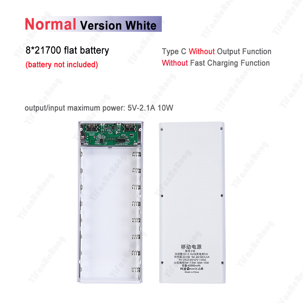 22,5 W carga rápida inalámbrica 21700 caja de almacenamiento de batería QC PD 8*21700 caja de banco de energía desmontable sin batería