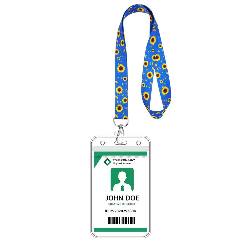 Universal Card Holder Includes Sunflower Neck Lanyard Straps And Transparent Badge Waterproof For Keys ID Card Plane Ticket