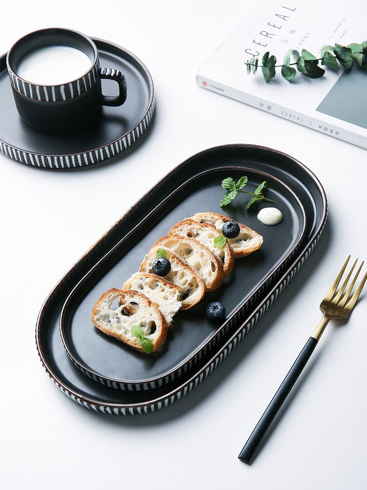 Vaisselle de table ménage manger le riz | Porcelaine couleur belle céramique les plats vaisselle ménage manger le riz bol oreilles doubles assiette à soupe, Long plat carré