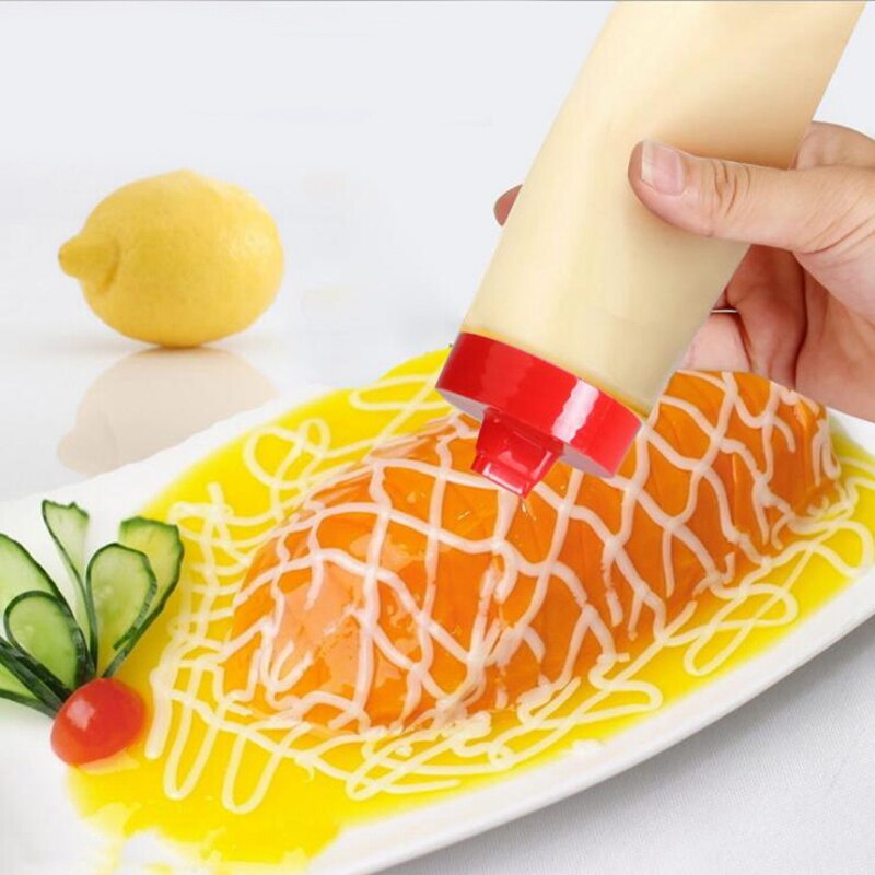 6 st köksplastpressflaska kryddflaska för såsvinägerolja sallad ketchupdressingflaska 4 hål