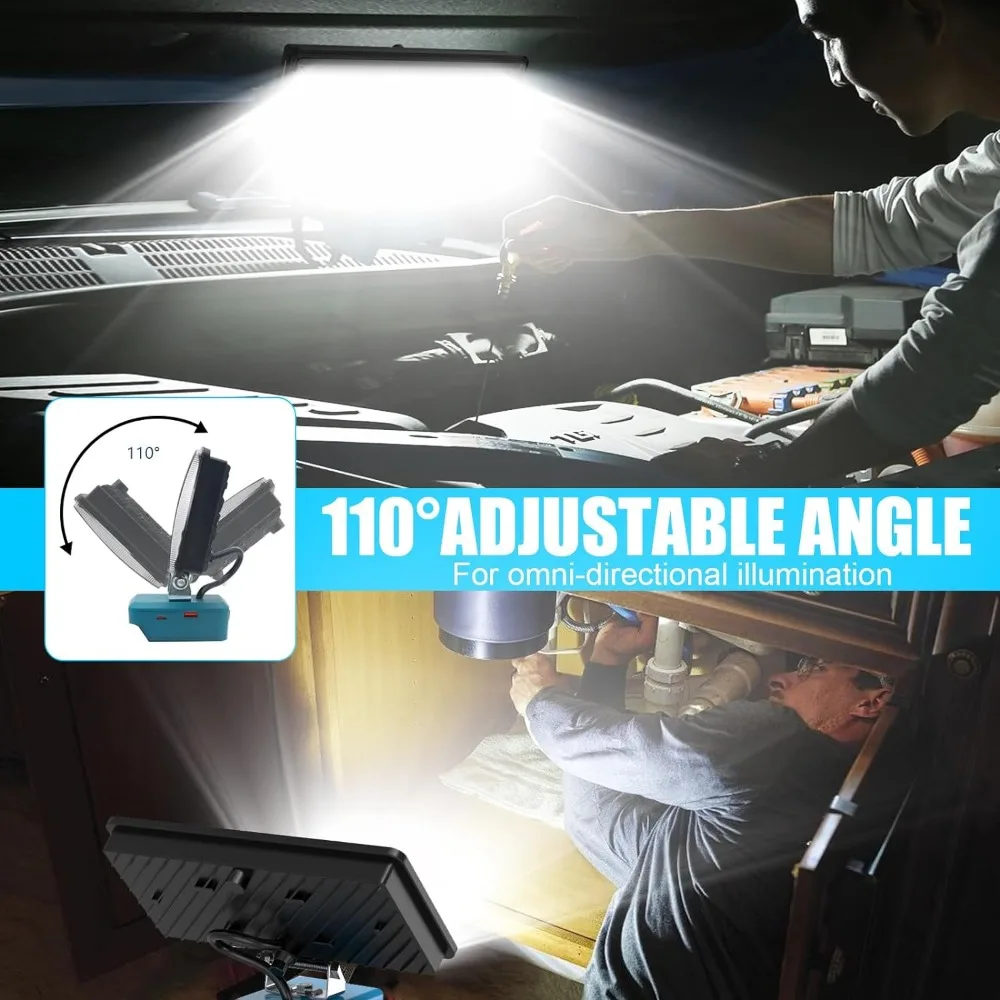 38w x 6000lm led arbejdslamper, lommelygte kompatibel med makita 18v batteri, ledningsfri arbejdslampe til camping, nødlys