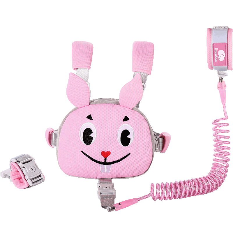Anti Lost Wrist Link Magnetic Induction Lock Toddler Leash Safety Harness Baby Strap Wristband Children Walking Hand Belt: Pink rabbit