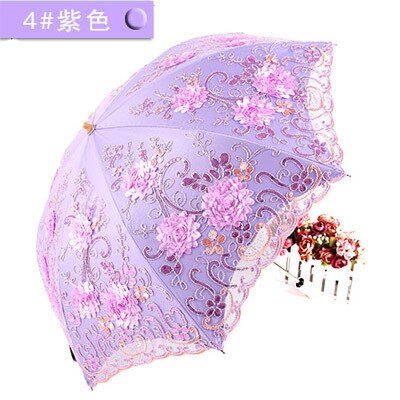 Princess Umbrella Sunshade Bumbershoot Lace Anti-sunshine Ombrelle Anti-ultraviolet Rubber Sunumbrella Sunshine and Rain: Orange