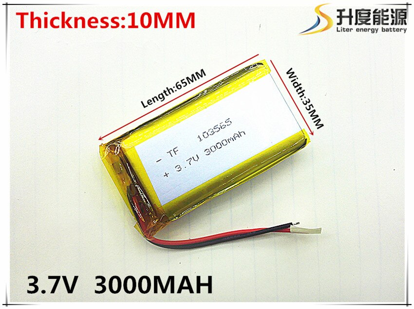 1 stks/partij 103565 3.7 V lithium polymeer batterij 3000 mah DIY mobiele noodstroom opladen schat batterij
