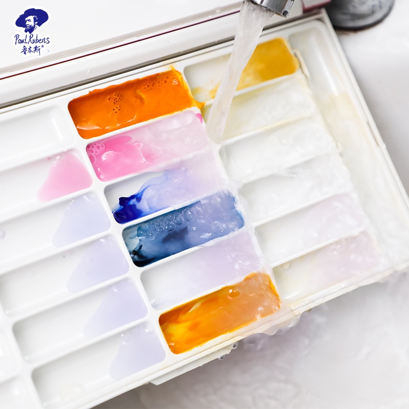 Paul Rubens – Palette d&#39;aquarelle rose, 24 grilles, hydratante, indépendante, Premium, adaptée à l&#39;aquarelle