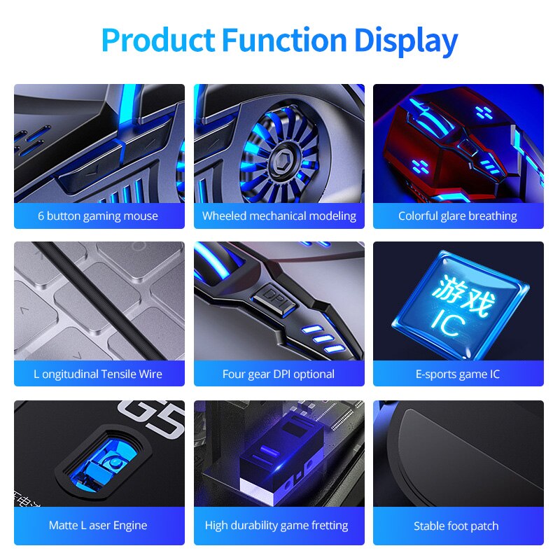 Gamer Gaming Mouse 6D 3200DPI Luminous Adjustable USB Computer Mice LED Silent Mouse For Laptop PC Mechanical 4 High Speed Mice