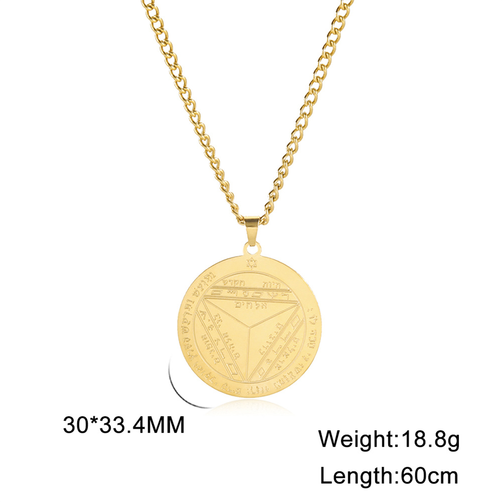 EUEAVAN retrò sigillo di salomone buona fortuna ricchezza carriera collane rotonde protezione settima pentacolo di saturno amuleto gioielli con ciondoli