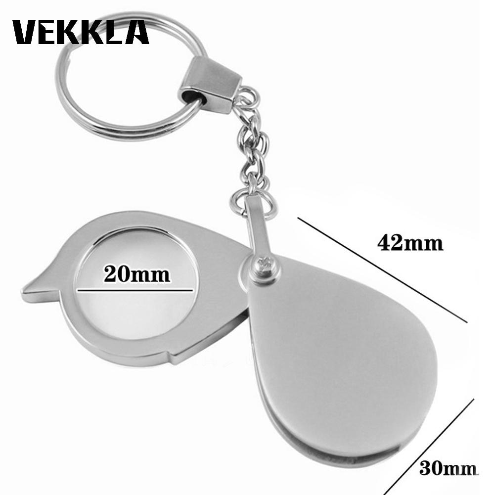 VEKKLA Pocket Foldable 8x Magnifier Loupe Magnifying Glass Lens Portable with Metal folding Keychain Magnifier outdoor