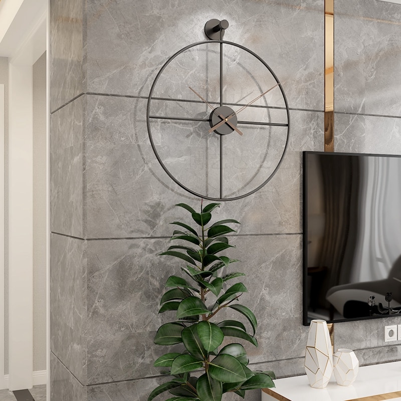 Reloj de pared de estilo nórdico de Metal grande, 40cm, para el hogar, dormitorio, arte del hierro, decoración del hogar