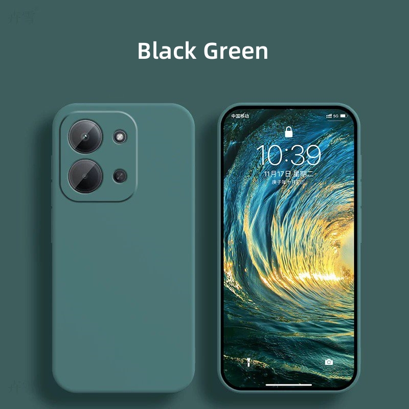 Para Redmi 15C funda para Xiaomi Redmi 15C Fundas Coque Shell Original silicona líquida suave TPU teléfono parachoques Redmi 15C: Verde negro /  Opción1