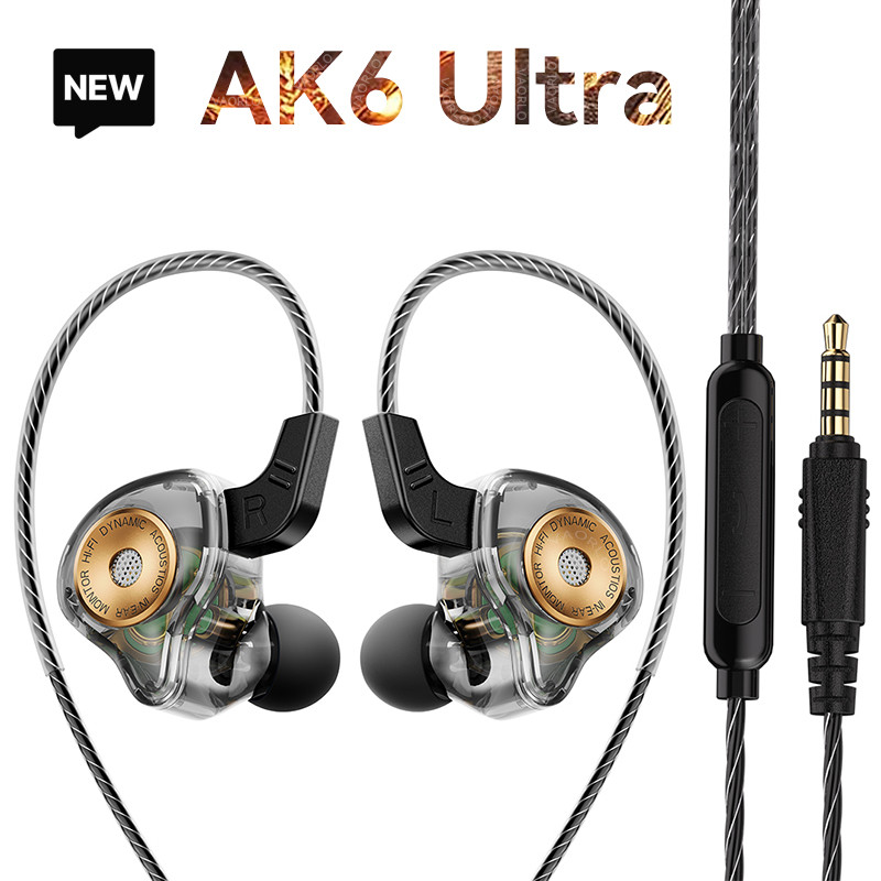 Qkz  ak6- ultra in-ear dynamische oordopjes, mobiele telefoon monitor oordopjes, muziek bedrade bediening met microfoon: Wit
