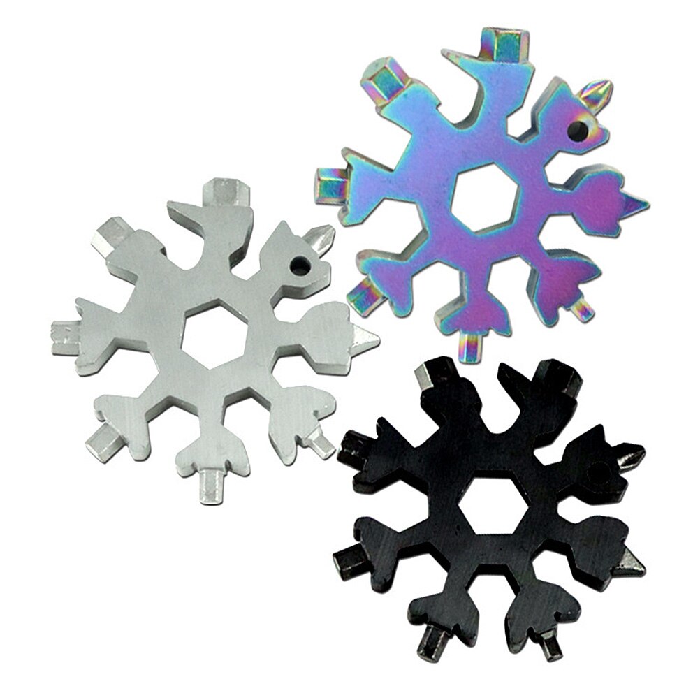 Herramienta Multifunción En Forma De Copo De Nieve - 18 En 1 - Llavero De Acero Inoxidable - Para Camping Y Reparaciones