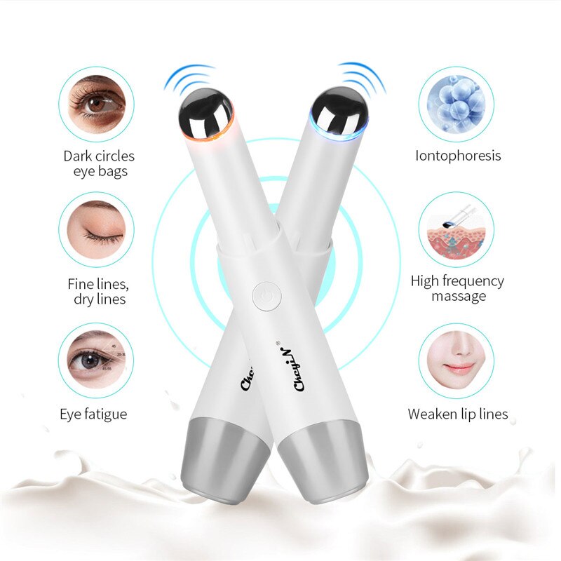 Trillingen Oog Massager Led Photon Lichttherapie Oogzorg Bar Ionische Warming Eye Lifting Massage Stok Lip Schoonheid Instrument