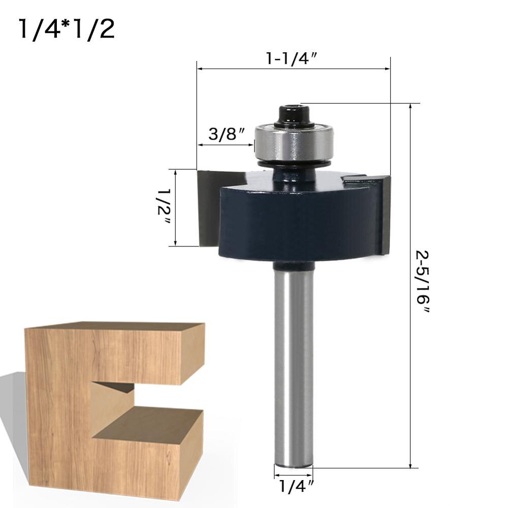 Rabbet Router Bit with 6 Bearings Set - 1/4" Shank 6mm shank Woodworking cutter Tenon Cutter for Woodworking Tools: 6.35X12.7