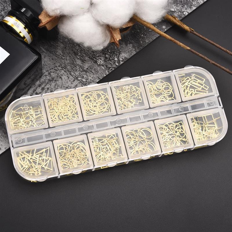 12 Gordt/Set Briljante Mix Vormige Metalen Pailletten Pailetten Voor Nail Art Decoratie Diy Ambachten Scrapbook Manicure Accessoires