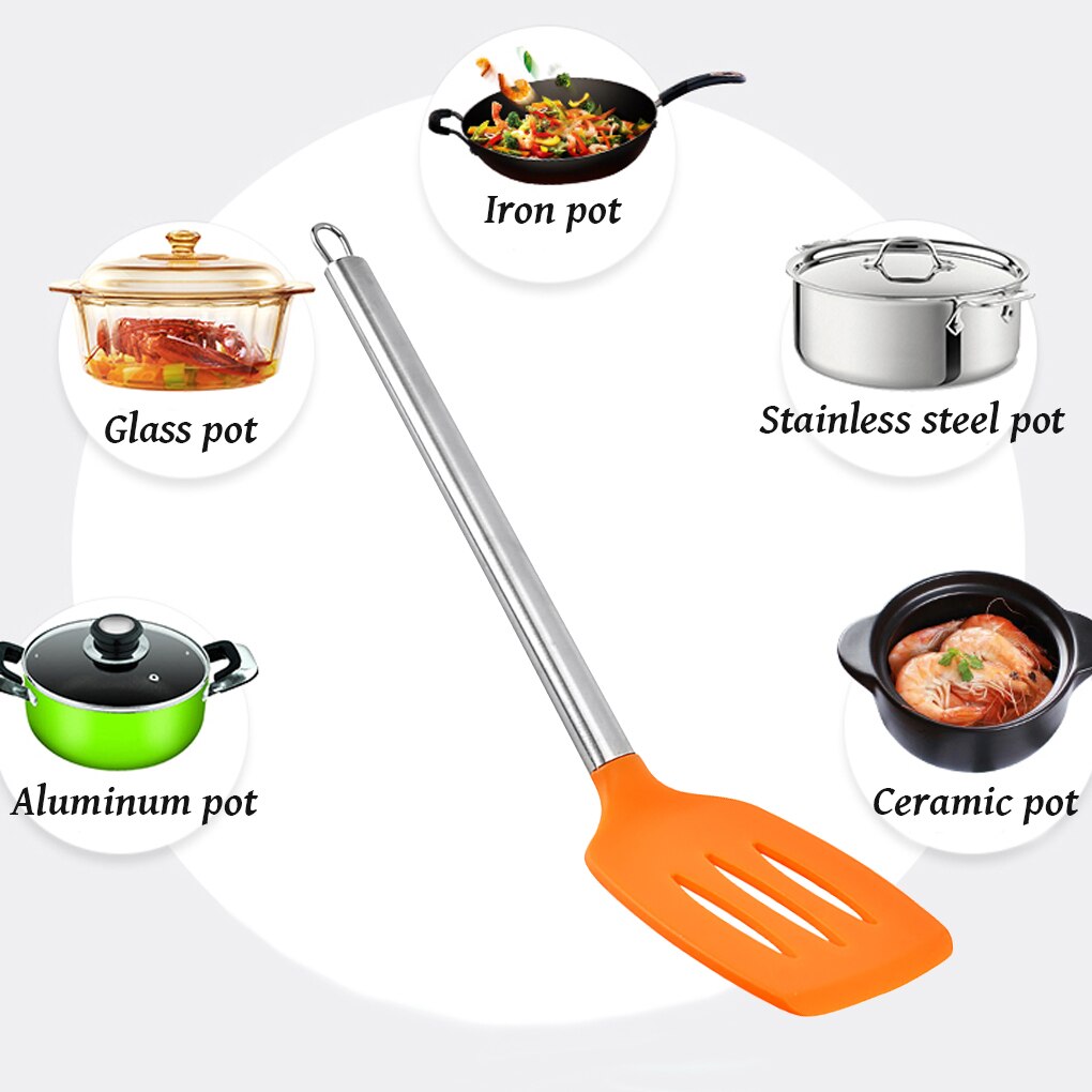 Slotted Turner Silicone Flexible Bakeware Household Kitchen Cooking Utensil, Slotted Turner