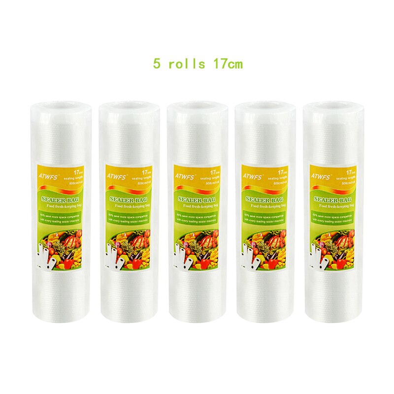 Sacs sous vide ATWFS sacs sous vide de cuisine sacs sous vide de stockage pour emballage alimentaire rouleaux 12/17/20/25/28cm * 500cm: 17cm 5 rolls