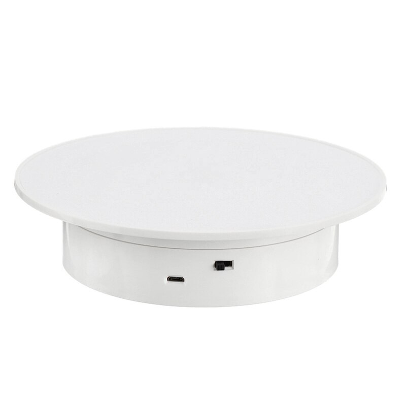 20cm Electric Rotating Jewelry Display Stand Motorized Rotary Turntable Modeldisplay Stand Base Usb/battery Powered Plastic: White