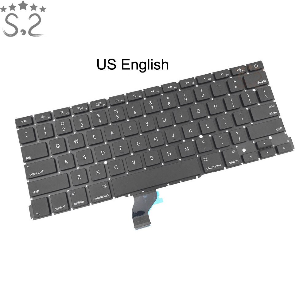 Keyboards For Macbook Pro Retina 13" A1502 Keyboard Replacement French/German/Italian/Koran/Russian/Spanish/UK/US/Arabic/Turkish: US