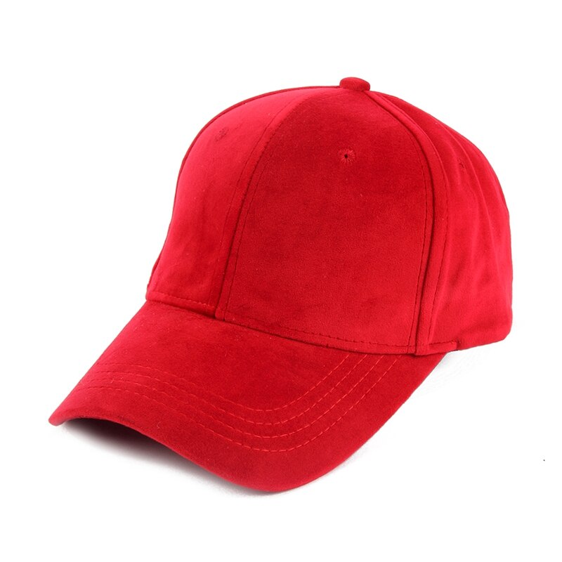 FOXMOTHE Autumn Winter Black Red Solid Color Suede Baseball Caps Women Mens: Red