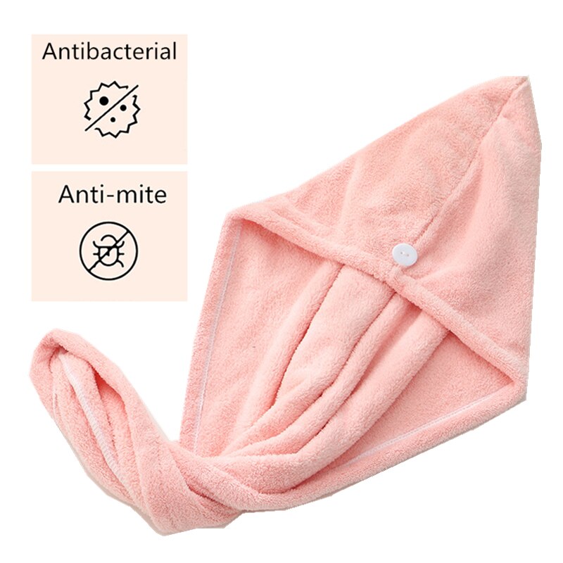 Toalla microfibra para cabello seco toallas de baño antiácaros toalla de baño para el cuidado del cabello de: PINK