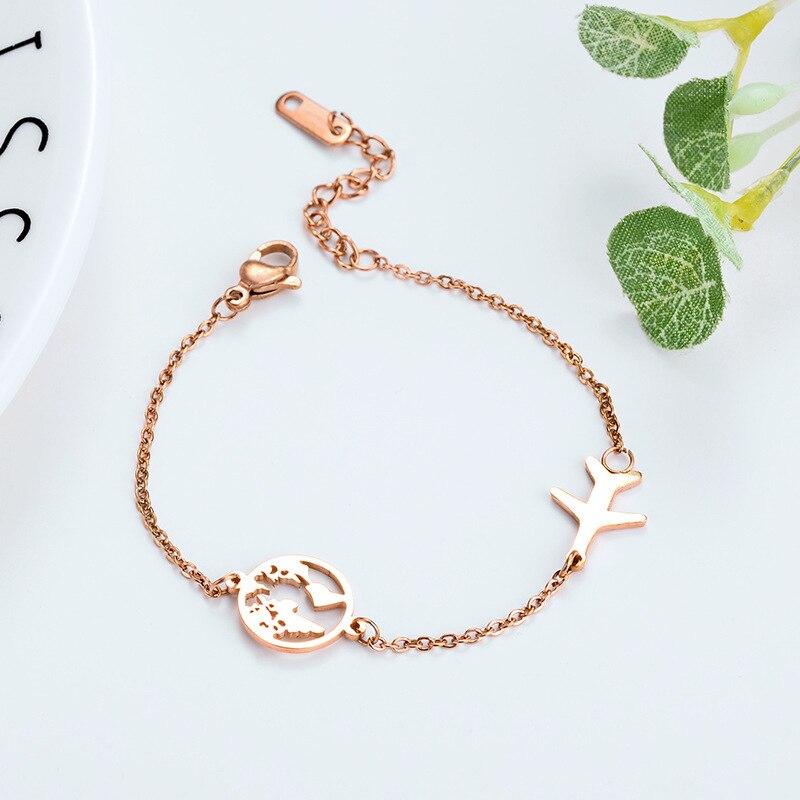Smykker titan stål armbånd, fly kart armbånd, anti-allergi titan stål rose gull armbånd