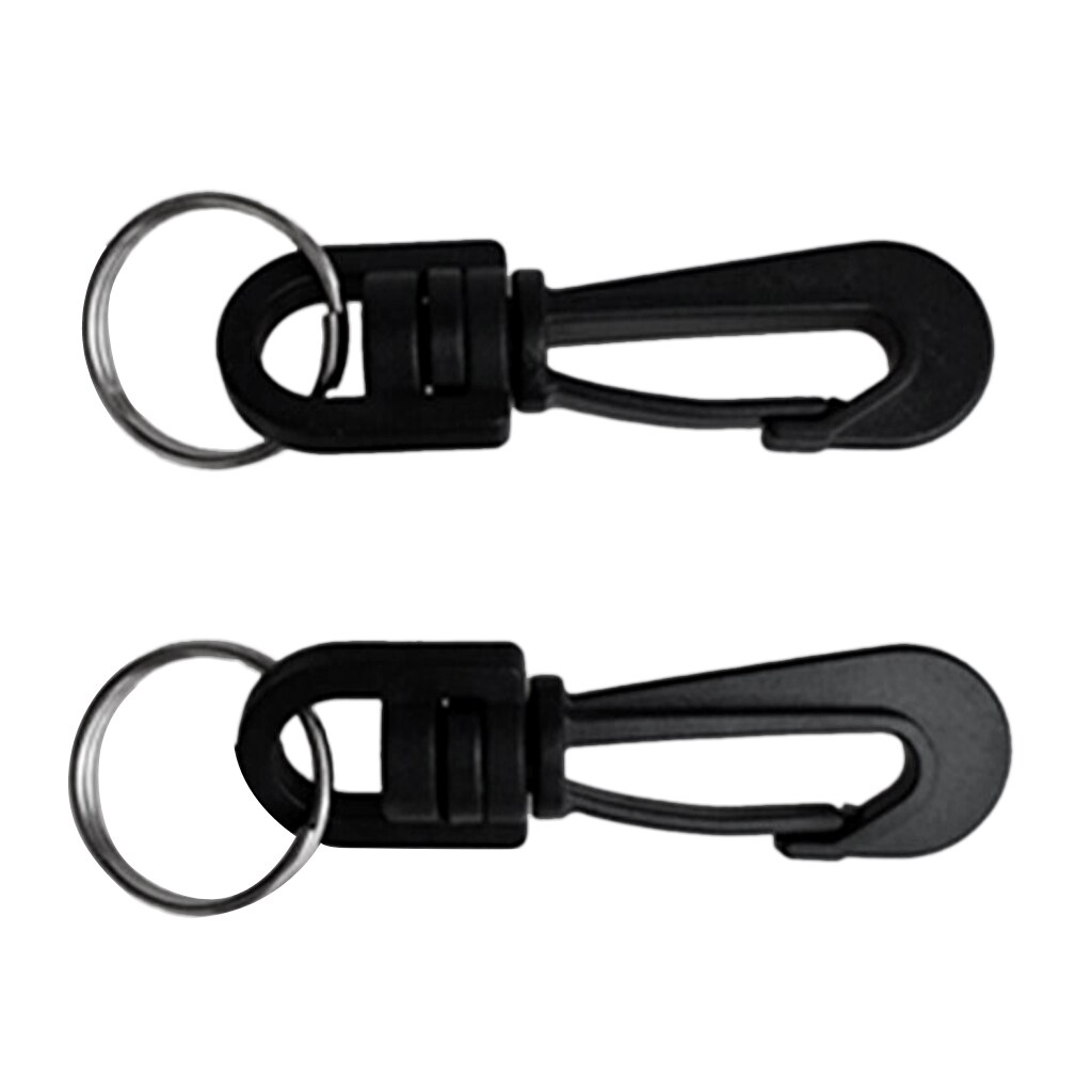 2 Pieces Black Plastic Swivel with Spring Clip with Snap Hooks
